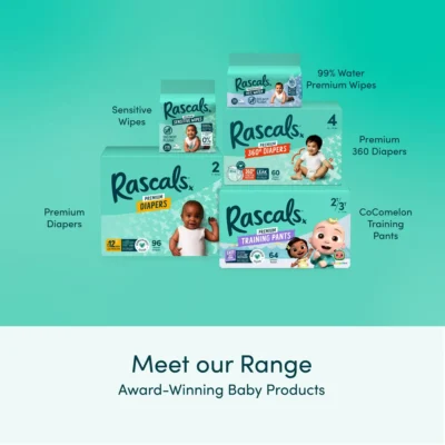 Rascals Premium Absorbent Baby Diapers Size 7, 44 Count
