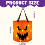 Joyfy 3 PCS Halloween Candy Bag,LED Light Pumpkin Candy Buckets for Kids,Halloween Trick or Treat Bucket with Pumpkin Smile Face for Halloween Party Favors Goodie Bags - Image 6