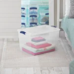 Sterilite Large Storage Bin, 66 Quart Clear Plastic Storage Container with Latch Lid, Blue - Image 3