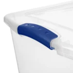 Sterilite Large Storage Bin, 66 Quart Clear Plastic Storage Container with Latch Lid, Blue - Image 2