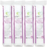 ForPro Pure & Natural Stitched Cotton Rounds for Face (400-Count), 100% Pure Cotton Makeup Remover Pads, Hypoallergenic, Lint-Free, Vegan & Cruelty-Free, Pack of 4-100 Cotton Pads